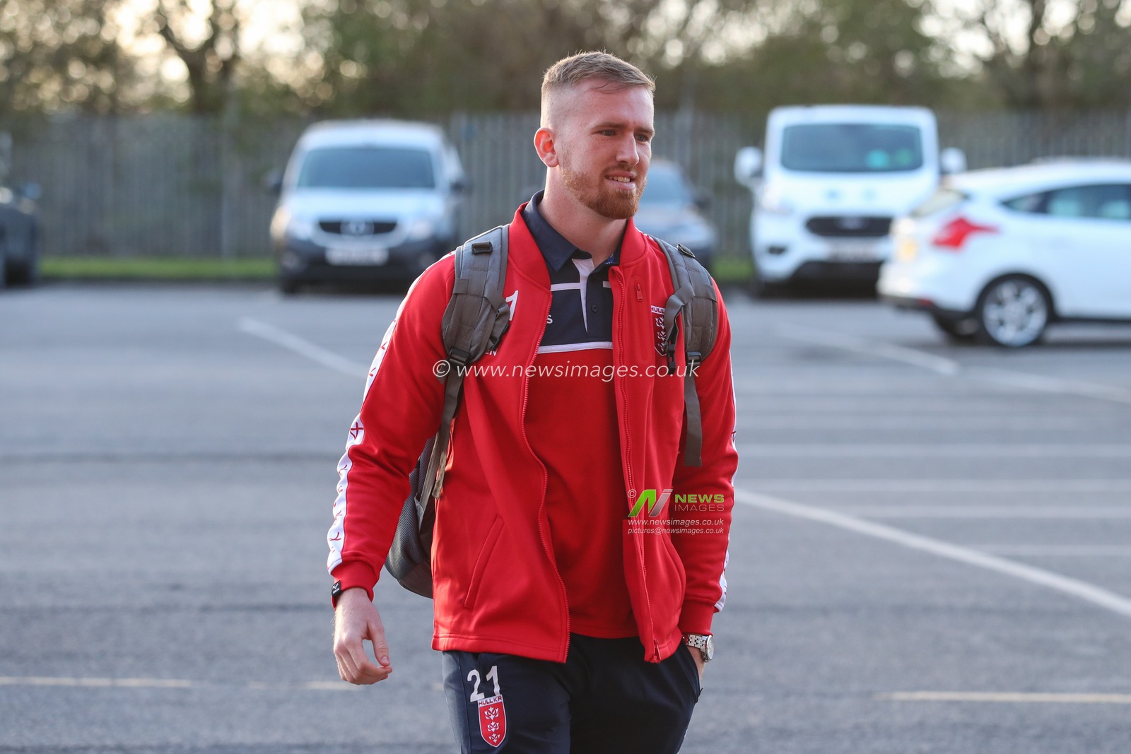 Rowan Milnes #21 of Hull KR arrives at the Sewell Group Craven Park