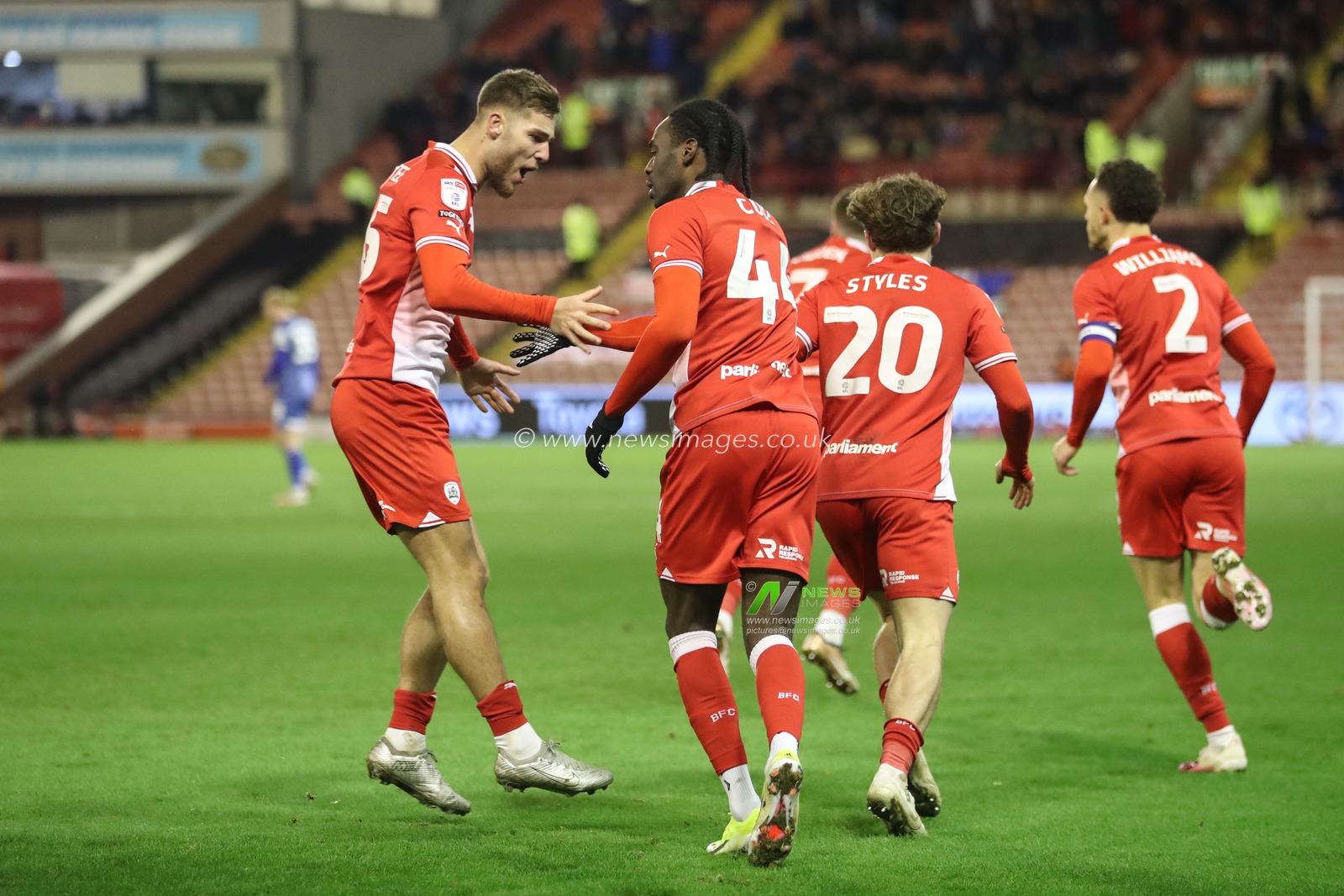 Devante Cole of Barnsley celebrates his goal to make it 1-1 during the Sky Bet League 1 match Barnsley vs Carlisle United at Oakwell, Barnsley, United Kingdom, 16th January 2024

(Photo by Alfie Cosgrove/News Images)