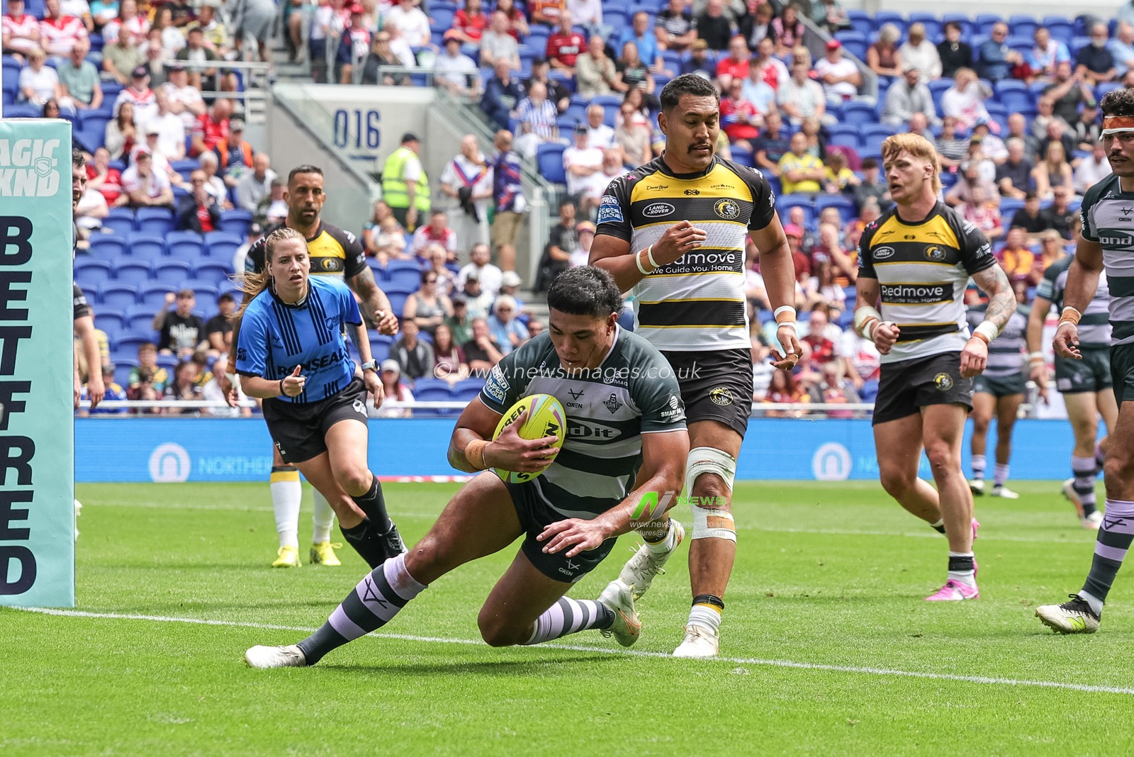 Chris Patolo of Huddersfield Giants goes over for a try during the Betfred Super League Magic Weekend match Huddersfield Giants vs York Knights at Hill Dickinson Stadium, Liverpool, United Kingdom on 04 July 2026

(Photo by Mark Cosgrove/News Images)