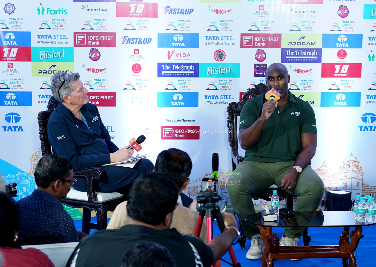 Former English professional football manager and player Sulzeer Jeremiah "Sol" Campbell reacts at the media conferences at the Tata World 25K Kolkata on December 12,2024,Kolkata,India,Pictures by Debajyoti Chakraborty.(Photo: Debajyoti Chakraborty/News Images)