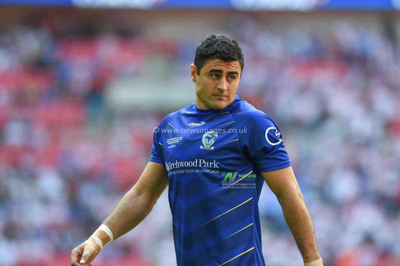 24th August 2019 , Wembley Stadium, London England ; 2019 Coral Challenge Cup Final ; St Helens vs Warrington Wolves ; Bryson Goodwin of Warrington Wolves during the pre match warm up



Credit: Richard Long/News Images