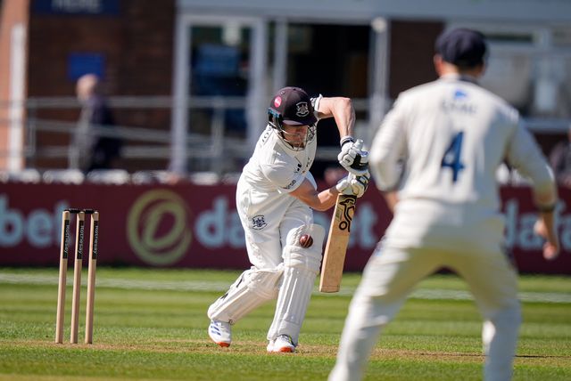 Australian opening batsman Cameron Bancroft of Gloucestershire plays and misses during the County Championship Division Two Derbyshire vs Gloucestershire at The Central Co-Op County Ground, Derby, United Kingdom on 24 April 2026

(Photo by Maynard Manyowa/News Images)