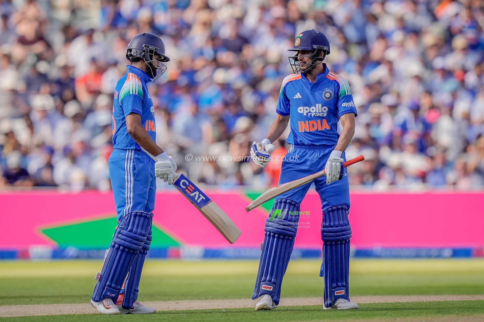India captain Shubman Gill celebrates a half century  during the 1st Metro Bank ODI match England vs India at Edgbaston, Birmingham, United Kingdom on 14 July 2026

(Photo by Maynard Manyowa/News Images)