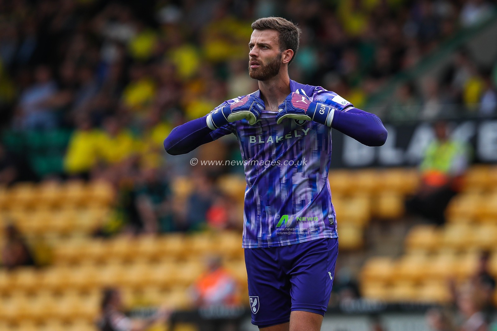 Angus Gunn of Norwich City looks on during the Pre-season friendly match Norwich City vs St. Pauli at Carrow Road, Norwich, United Kingdom, 3rd August 2024

(Photo by Izzy Poles/News Images)
