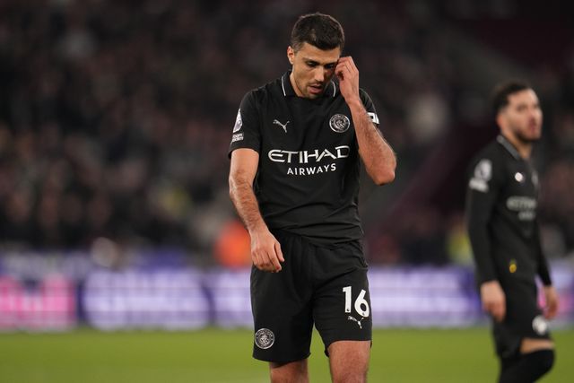 Rodri of Manchester City during the Premier League match West Ham United vs Manchester City at London Stadium, London, United Kingdom on 14 March 2026

(Photo by Harvey Murphy/News Images)