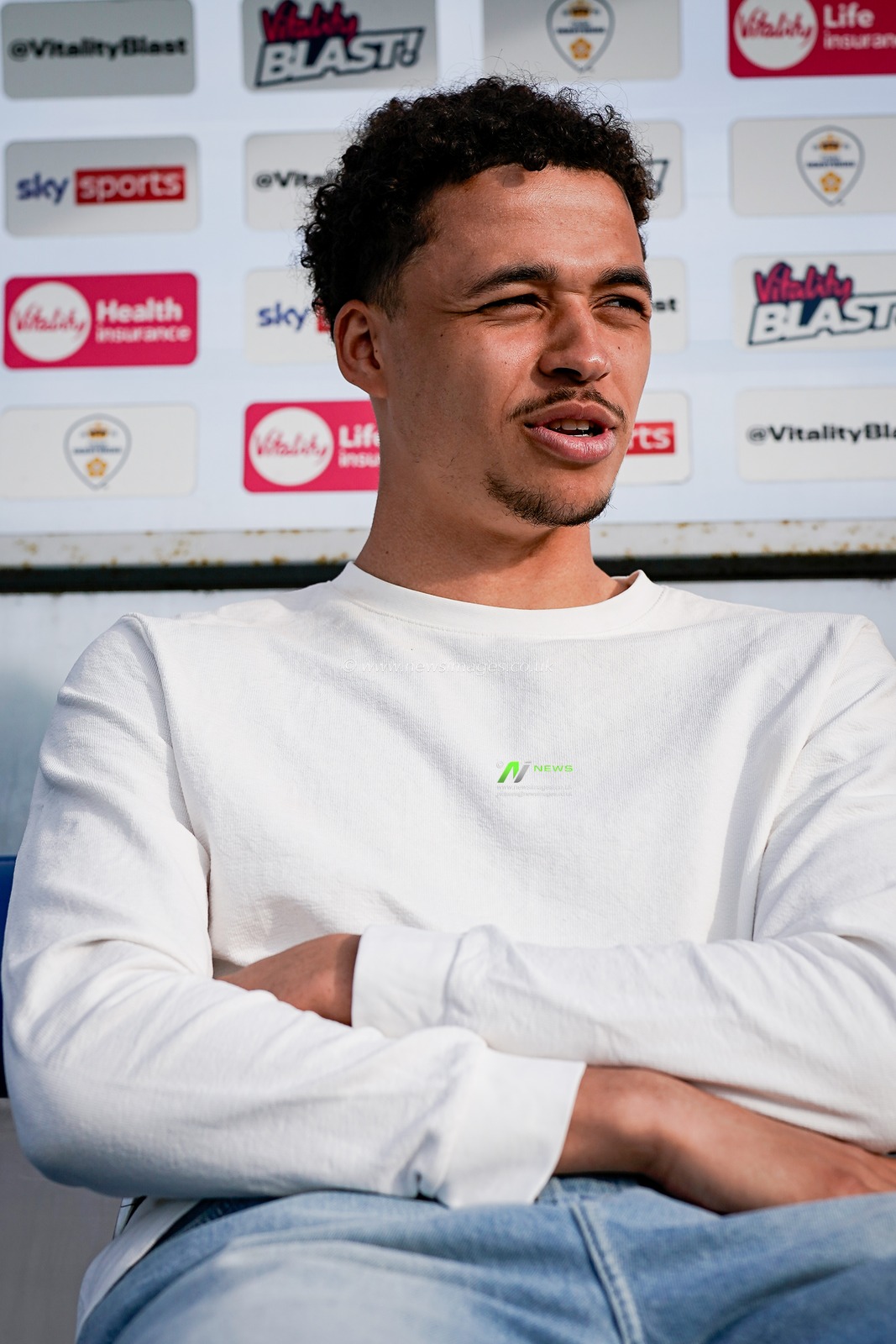 Manchester City defender Max Alleyne and his girlfriend Maddison Smith look on during the County Championship Division Two Derbyshire v Gloucestershire at The Central Co-Op County Ground, Derby, United Kingdom on 26 April 2026

(Photo by Maynard Manyowa/News Images)