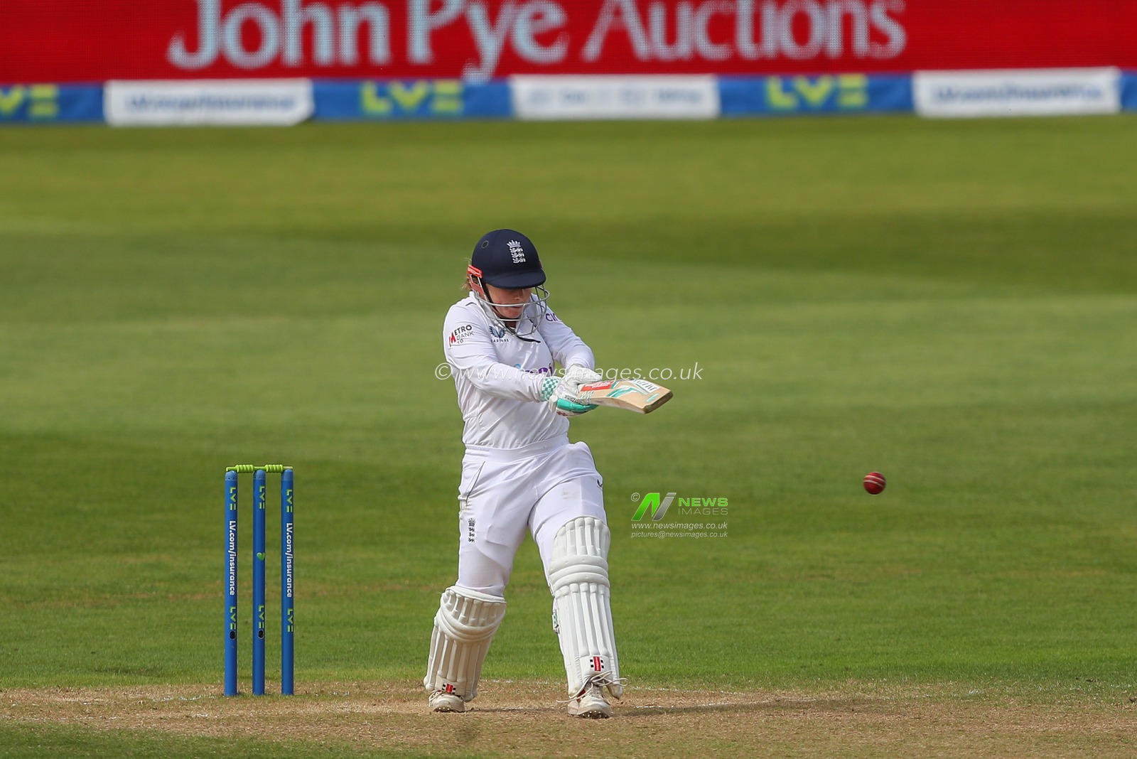 Tammy Beaumont of England plays a shot during the Metro Bank Women's Ashes 2023 match Day 2 England vs Australia at Trent Bridge, Nottingham, United Kingdom, 23rd June 2023

(Photo by Gareth Evans/News Images)