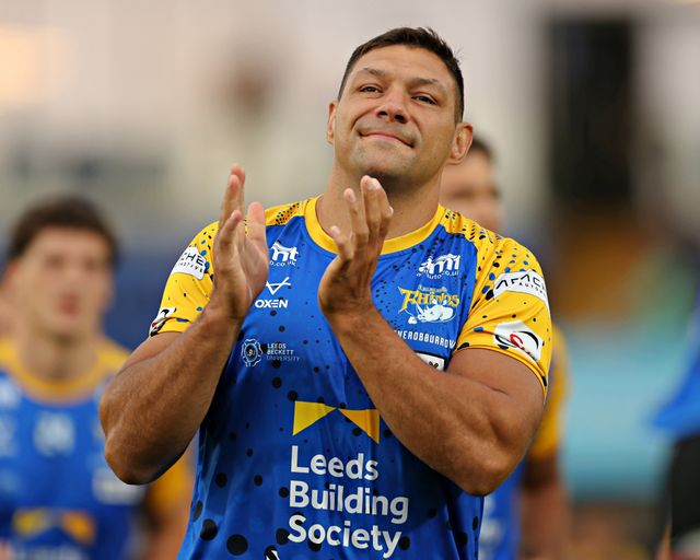 Ryan Hall of Leeds Rhinos before the Betfred Super League round 20 match Wakefield Trinity vs Leeds Rhinos at DIY Kitchens Stadium, Wakefield, United Kingdom, 24th July 2025(Photo by Sam Eaden/News Images)