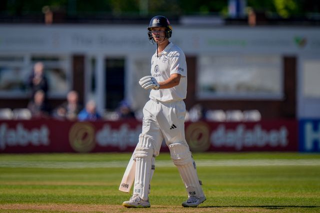 Ben Aitchison of Gloucestershire walks off after being caught behind off the bowling of Ben Aitchison of Derbyshire during the County Championship Division Two Derbyshire vs Gloucestershire at The Central Co-Op County Ground, Derby, United Kingdom on 24 April 2026

(Photo by Maynard Manyowa/News Images)
