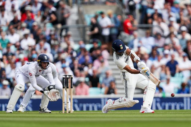 Akash Deep of India bats during the 5th Rothesay Test Match Day 3 England vs India at The Kia Oval, London, United Kingdom, 2nd August 2025

(Photo by Izzy Poles/News Images)