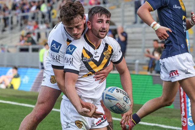 Ben Dean of Castleford Tigers Reserves celebrates his try during the Rugby League Reserves match Leeds Rhinos Reserves vs Castleford Tigers Reserves at AMT Headingley Stadium, Leeds, United Kingdom on 22 May 2026

(Photo by Mark Cosgrove/News Images)
