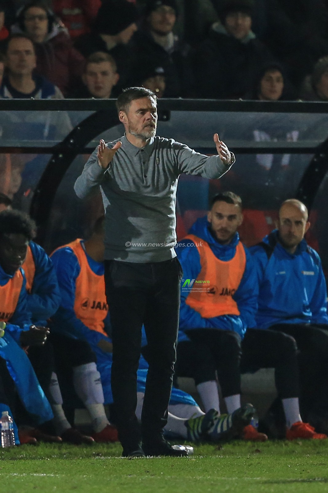 21st November 2018, Moor Lane, Salford, England; The Emirates FA Cup, Round 1, Salford City v Shrewsbury Town ; Graham Alexander manager of Salford City gives out instructions

Credit: Mark Cosgrove/News Images

English Football League images are subject to DataCo Licence