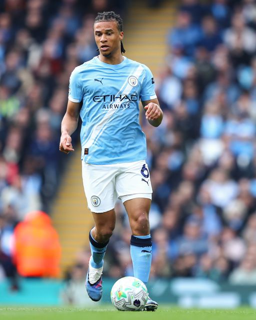 Nathan Ake of Manchester City with ball at his feet during the Premier League match Manchester City vs Brentford at The City in the Community Etihad Stadium, Manchester, United Kingdom on 09 May 2026

(Photo by Jorge Horsted/News Images)