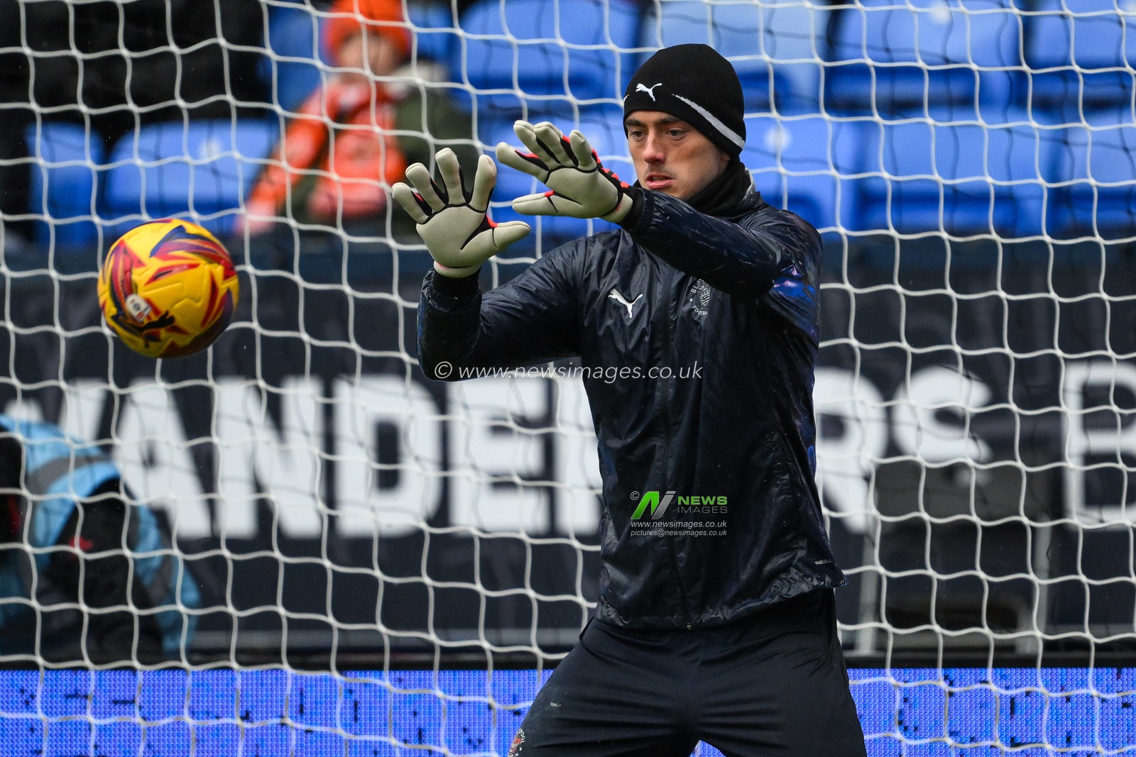 Harry Tyrer of Blackpool during the pre-game warmup ahead of the Sky Bet League 1 match Bolton Wanderers vs Blackpool at Toughsheet Community Stadium, Bolton, United Kingdom, 23rd November 2024

(Photo by Craig Thomas/News Images)