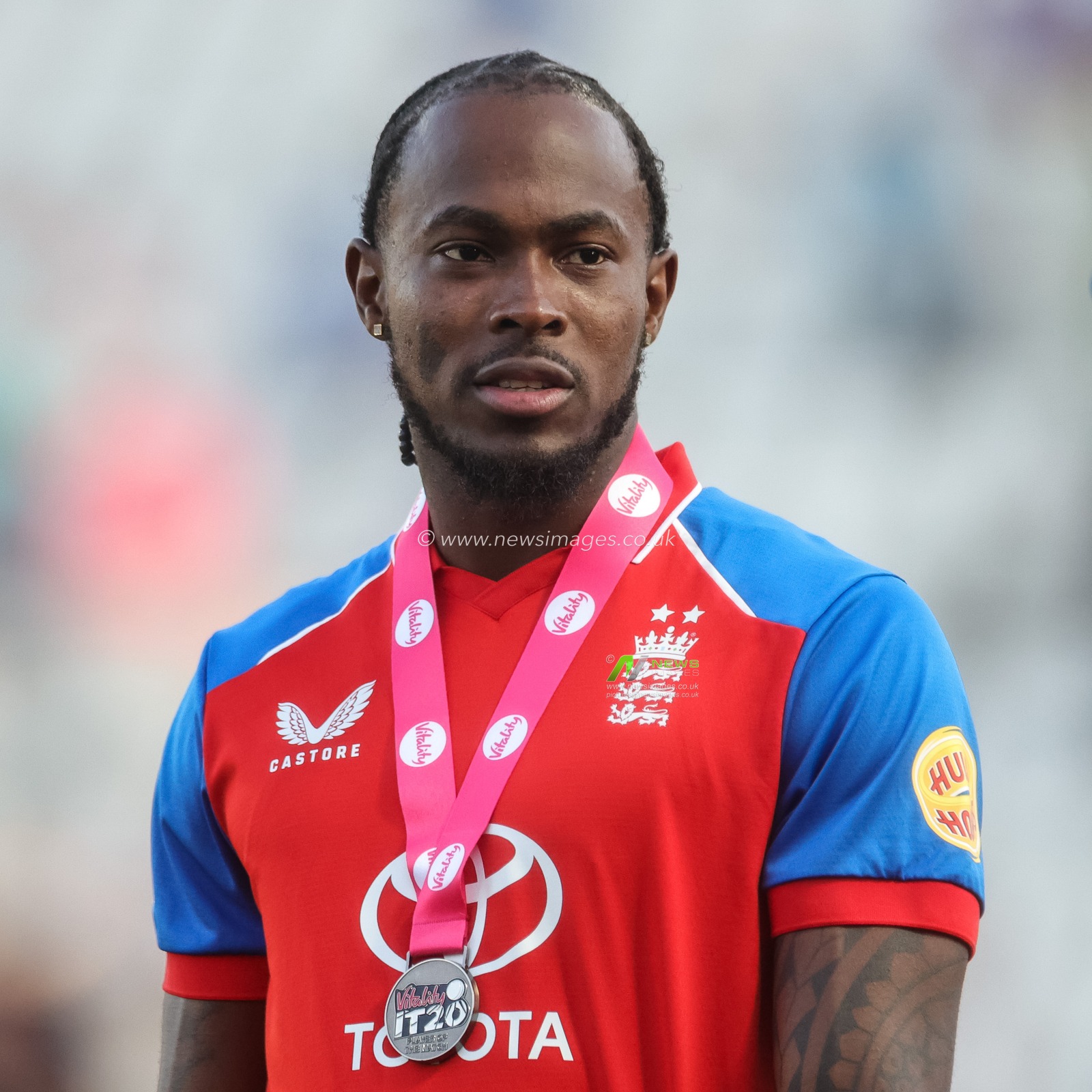 Jofra Archer of England is player of the match the during the Third Vitality T20 International match England vs India at Trent Bridge, Nottingham, United Kingdom on 07 July 2026

(Photo by Mark Cosgrove/News Images)