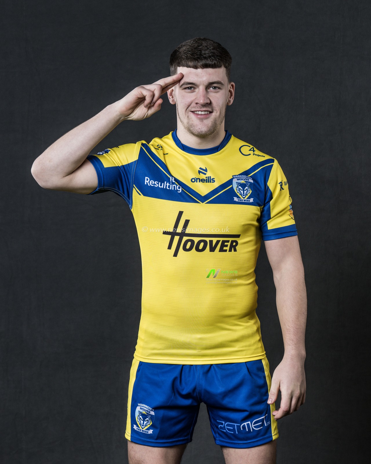Josh Thewlis in the Home kit during the Warrington Wolves Team media day at Warrington wolves training centre, Warrington, United Kingdom, 16th January 2025

(Photo by Craig Thomas/News Images)
