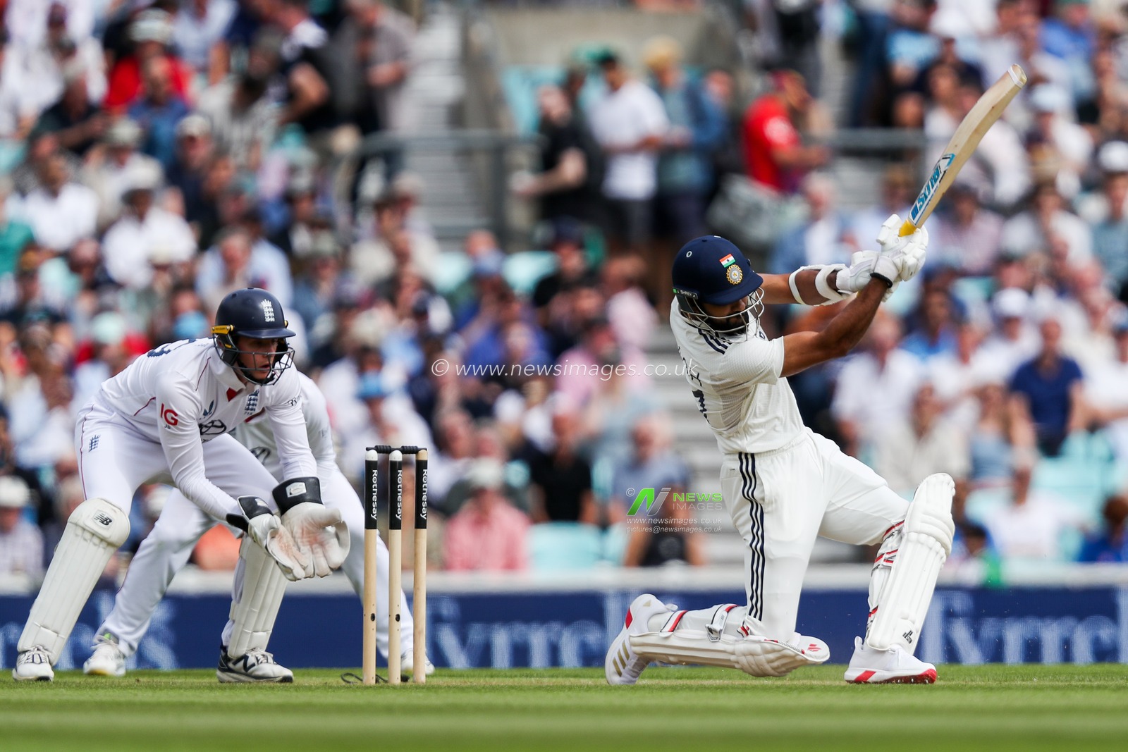 Akash Deep of India bats during the 5th Rothesay Test Match Day 3 England vs India at The Kia Oval, London, United Kingdom, 2nd August 2025

(Photo by Izzy Poles/News Images)