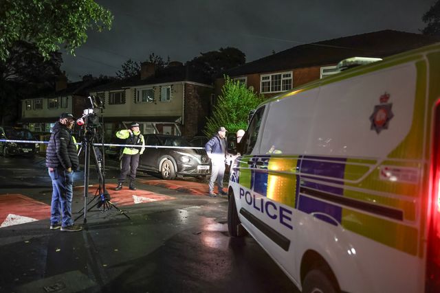 Broadcast crews start to arrive at the police cordon during the Manchester synagogue terror attack day 2 at Heaton Park Shul, Manchester, United Kingdom, 3rd October 2025

(Photo by Mark Cosgrove/News Images)