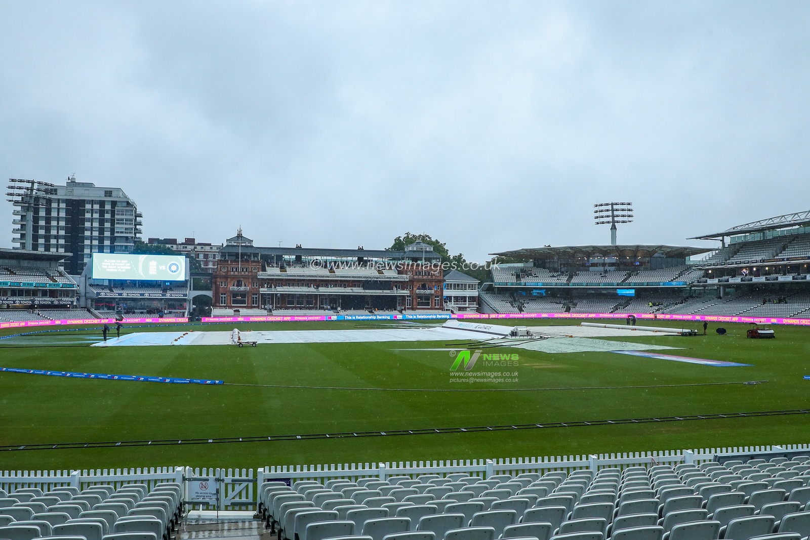 A general view of Lords with rain covers prior to the 2nd Metro Bank One Day International England Women v India Women at Lords, London, United Kingdom, 19th July 2025

(Photo by Izzy Poles/News Images)