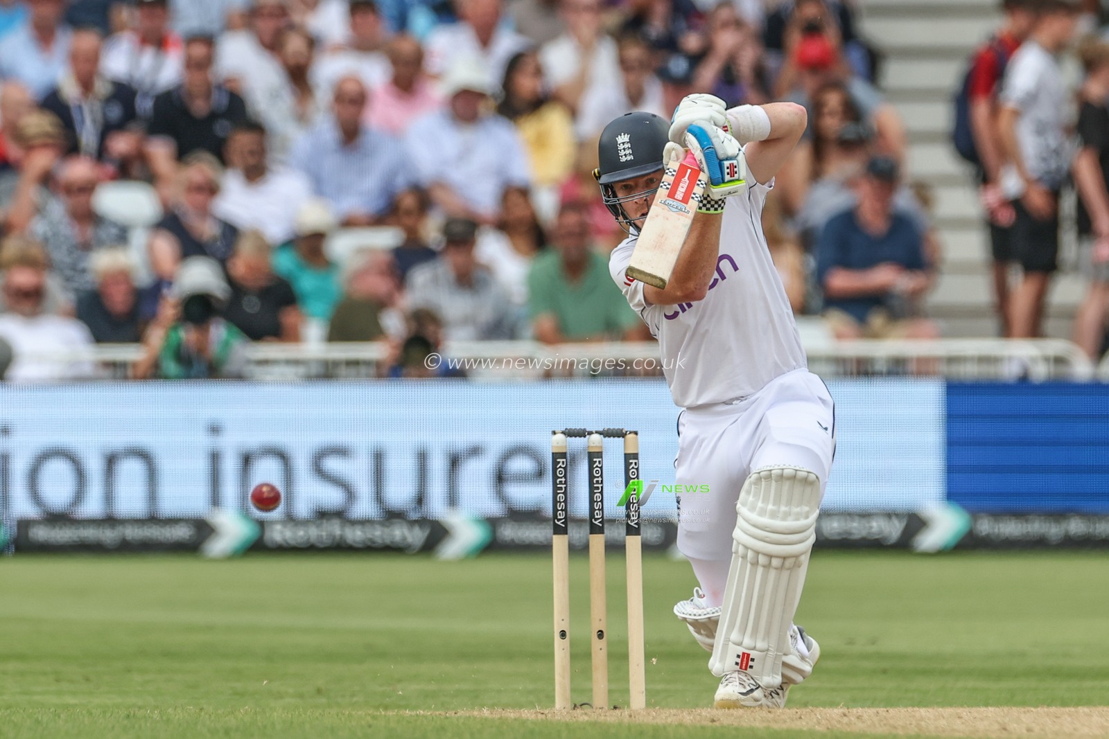 Ollie Pope of England drives the ball up field during the Rothesay Test Match day three England vs West Indies at Trent Bridge, Nottingham, United Kingdom, 20th July 2024

(Photo by Mark Cosgrove/News Images)