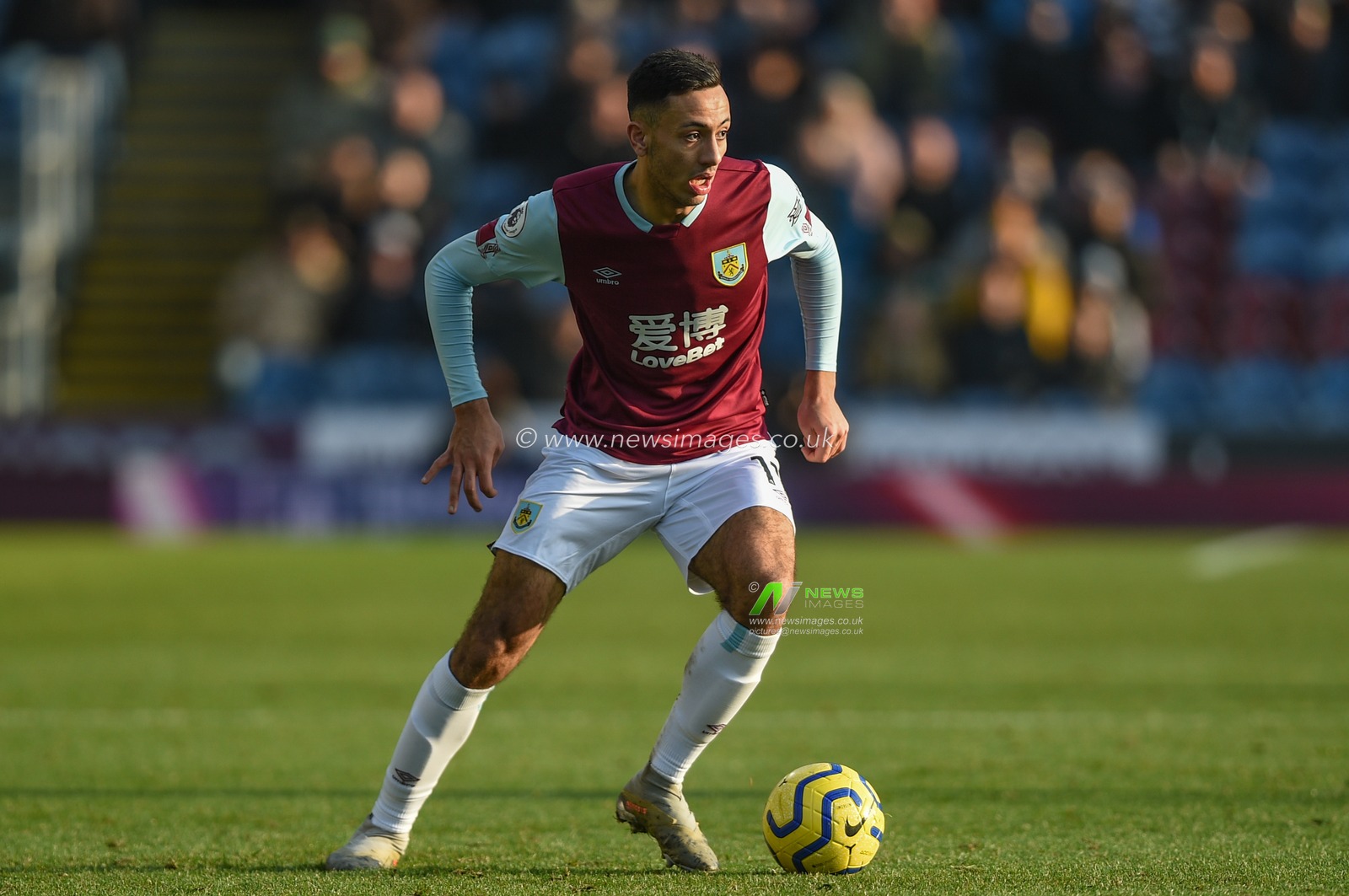1st January 2020, Turf Moor, Burnley, England; Premier League, Burnley v Aston Villa : Dwight McNeil (11) of Burnley in action during the game.

Credit: Richard Long/News Images