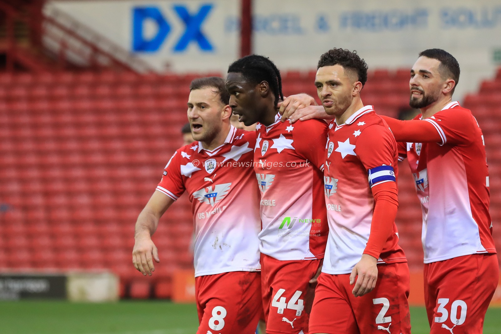 Devante Cole of Barnsley celebrates his goal to make it 1-0 during the Sky Bet League 1 match Barnsley vs Bristol Rovers at Oakwell, Barnsley, United Kingdom, 13th January 2024

(Photo by Alfie Cosgrove/News Images)