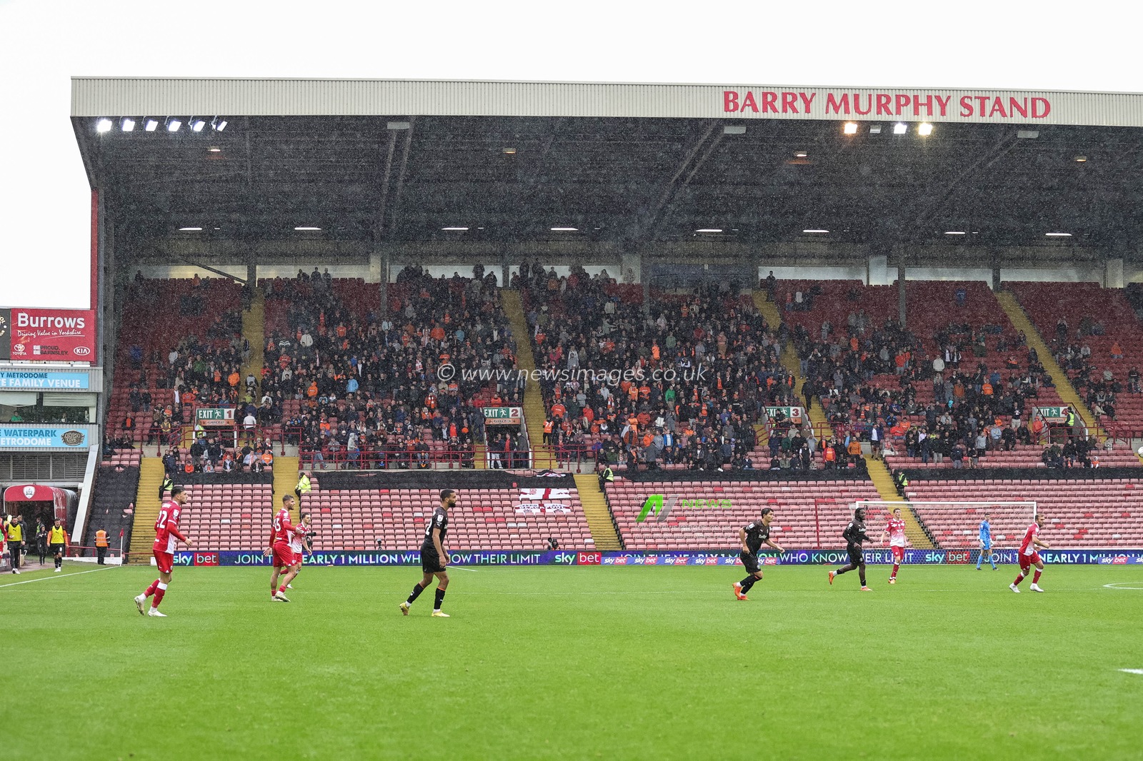 Traveling Blackpool fans during the Sky Bet League 1 match Barnsley vs Blackpool at Oakwell, Barnsley, United Kingdom, 30th September 2023

(Photo by Mark Cosgrove/News Images)