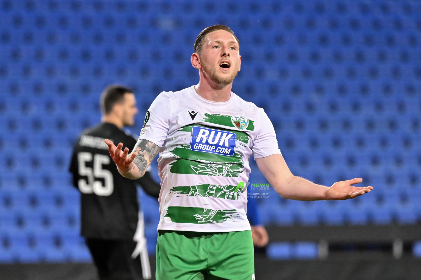 Declan McManus of The New Saints reacts to a miss chance on goal during the UEFA Conference League match The New Saints vs Astana at New Meadow, Shrewsbury, United Kingdom, 24th October 2024

(Photo by Cody Froggatt/News Images)