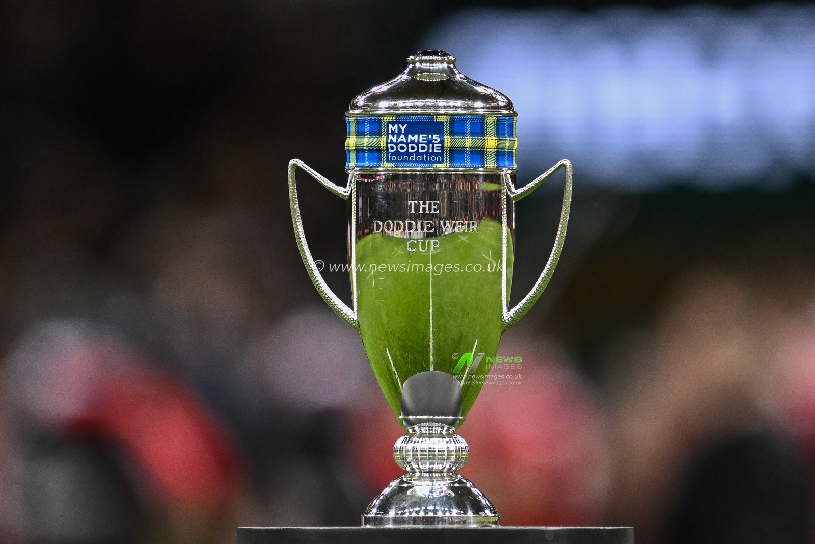 The Doddie Weir Cup to be presented to Scotland for Beating Wales in the 2024 Guinness 6 Nations match Wales vs Scotland at Principality Stadium, Cardiff, United Kingdom, 3rd February 2024

(Photo by Craig Thomas/News Images)