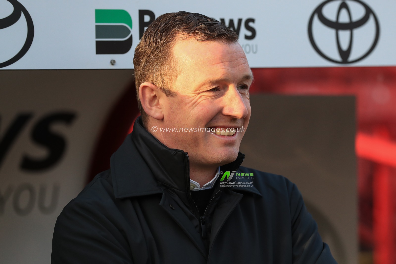 Neill Collins Head coach of Barnsley full of smiles before the game during the Sky Bet League 1 match Barnsley vs Bristol Rovers at Oakwell, Barnsley, United Kingdom, 13th January 2024

(Photo by Alfie Cosgrove/News Images)