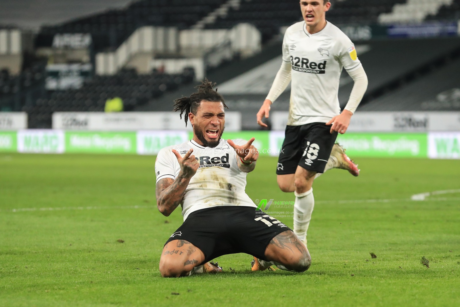CELEBRATION Colin Kazim-Richards #13 of Derby County celebrates his goal to make it 1-0