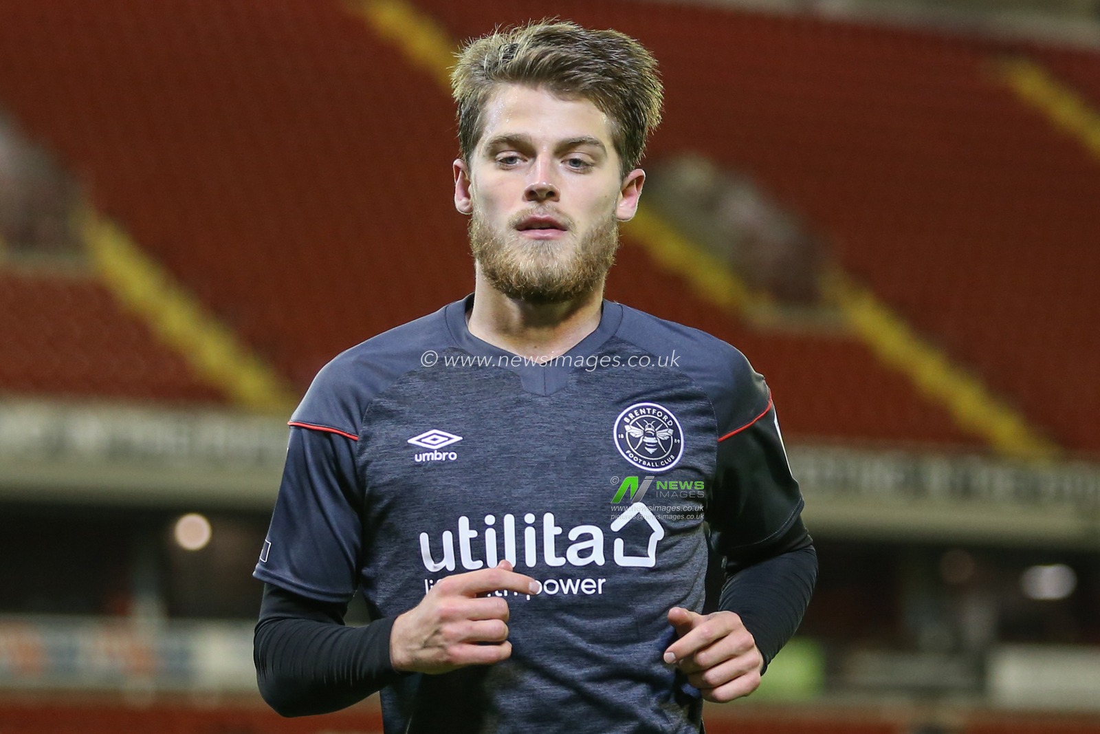 Mathias Jensen #8 of Brentford during the game