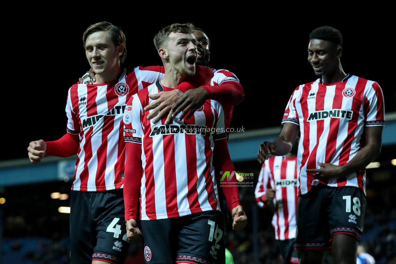 Harrison Burrows of Sheffield United celebrates after making it 1-2 during the Sky Bet Championship match Blackburn Rovers vs Sheffield United at Ewood Park, Blackburn, United Kingdom, 21st October 2025

(Photo by Jorge Horsted/News Images)