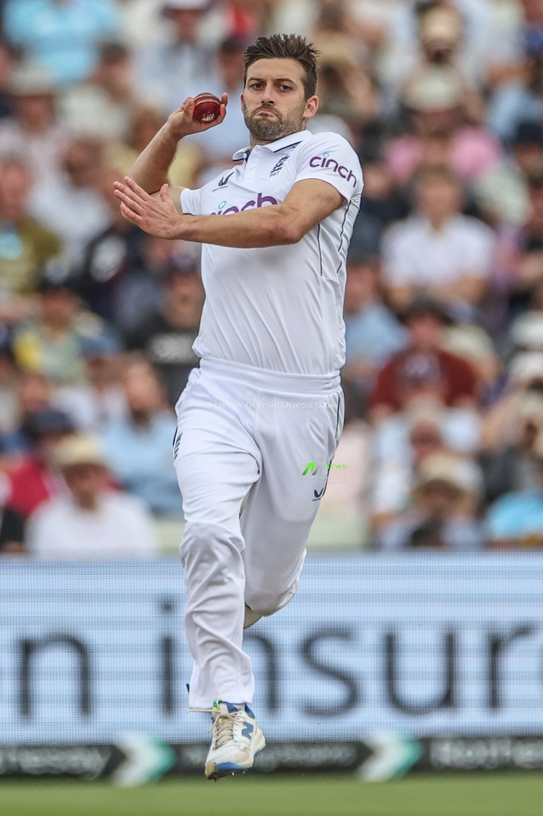Mark Wood of England delivers the ball during the 3rd Rothesay Test Match Day One match England vs West Indies at Edgbaston, Birmingham, United Kingdom, 26th July 2024

(Photo by Mark Cosgrove/News Images)