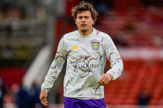 Victor Lindelof of Aston Villa in the pregame warmup session  during the Premier League match Nottingham Forest vs Aston Villa at City Ground, Nottingham, United Kingdom on 12 April 2026

(Photo by Maynard Manyowa/News Images)