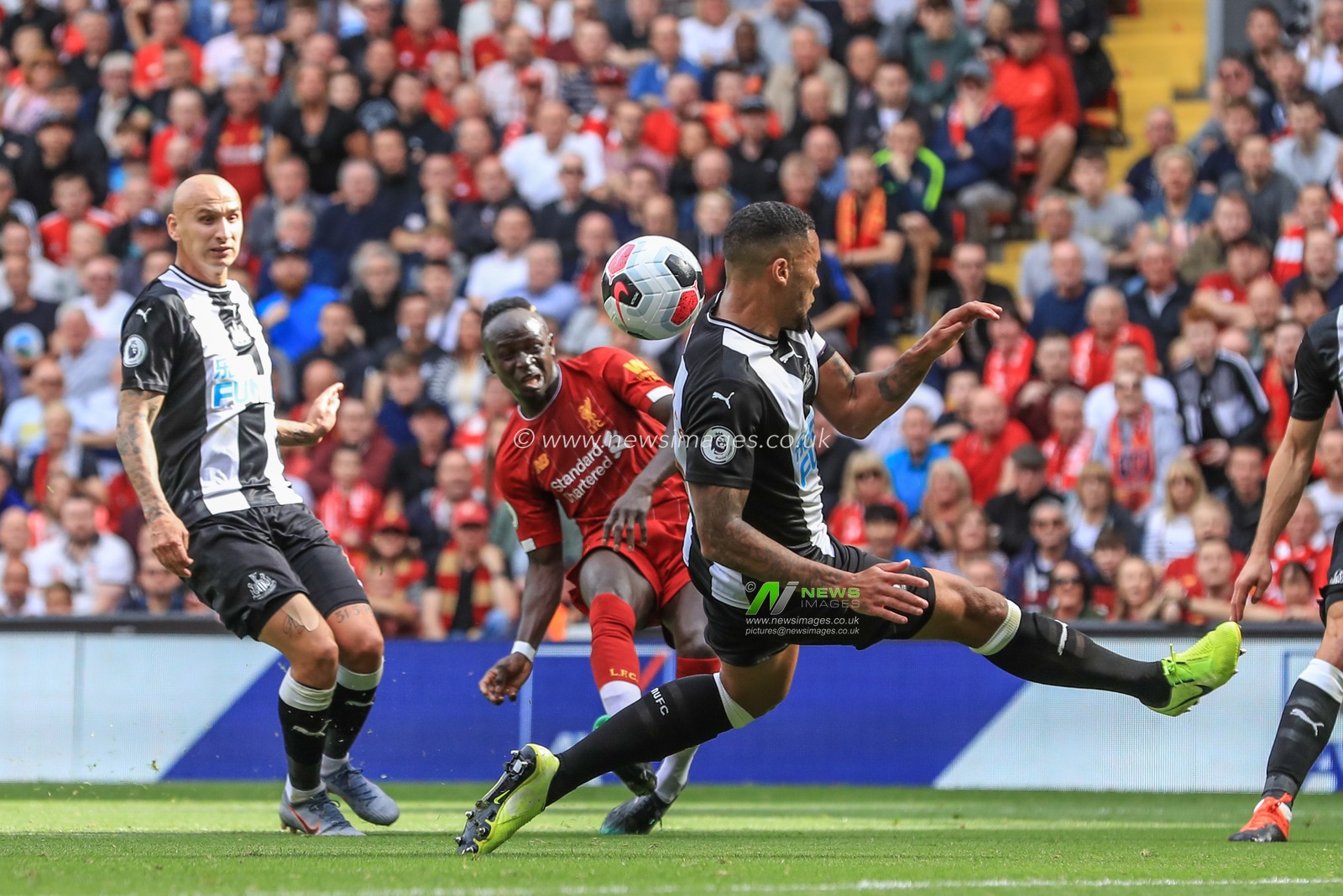 14th September 2019 , Anfield, Liverpool, England; Premier League Football, Liverpool vs Newcastle United ; Sadio Mane (10) of Liverpool  scores to make it 1-1


Credit: Mark Cosgrove/News Images 


Premier League/EFL Football images are subject to DataCo Licence