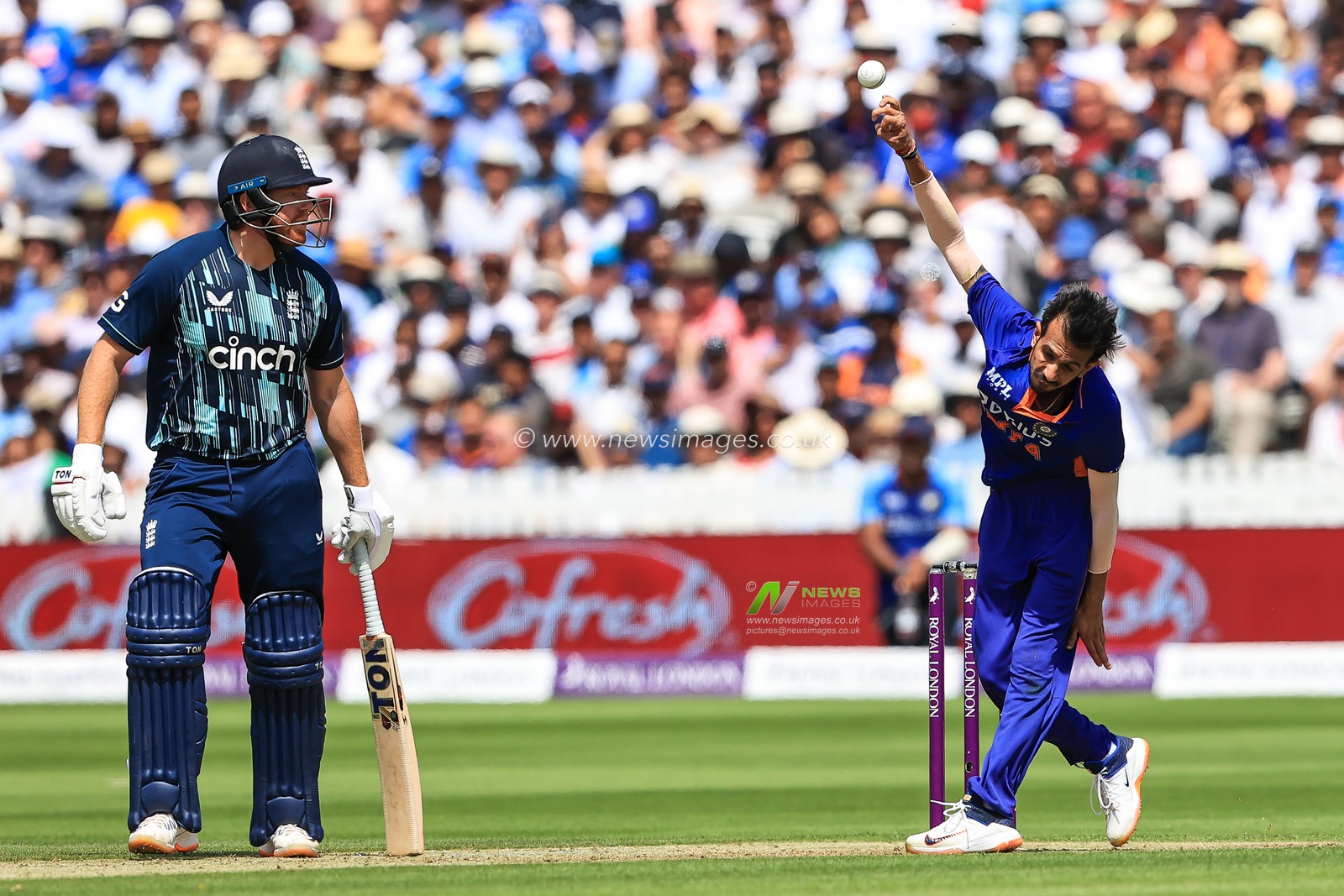 Yuzvendra Chahal of India delivers the ball