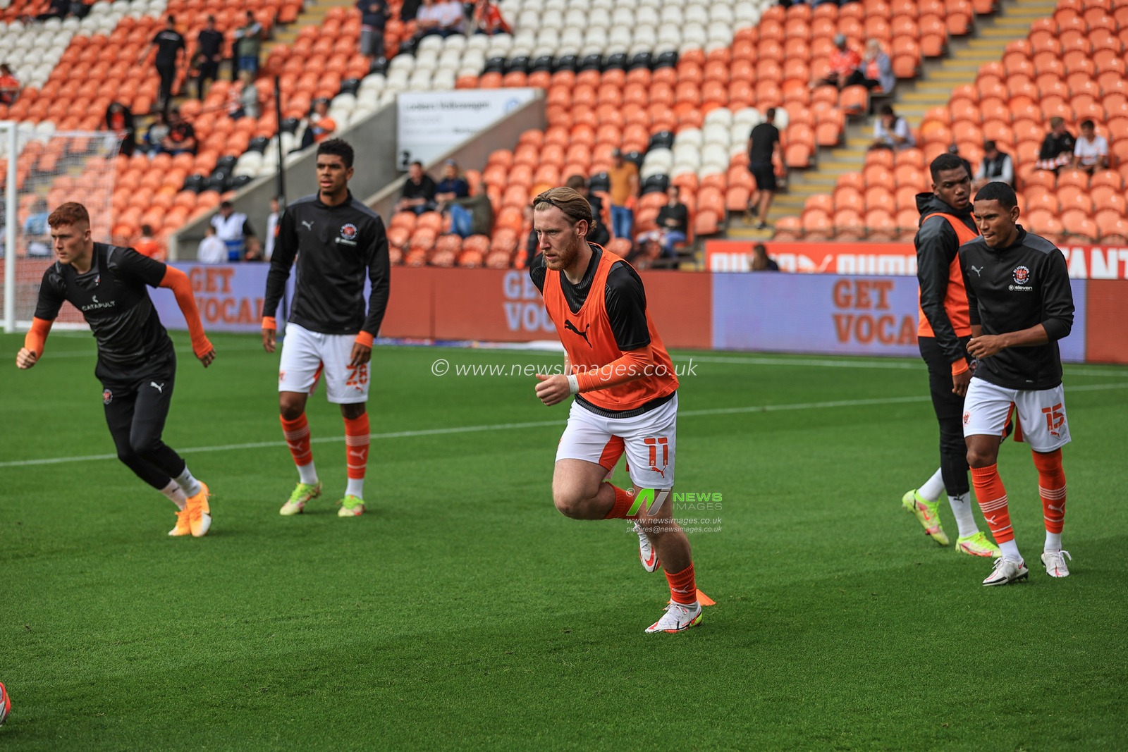 Josh Bowler #11 of Blackpool during the pre-game warmup