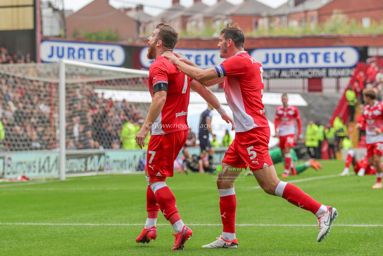 Nicky Cadden #7 of Barnsley celebrates his goal to make it 2-0 during the Sky Bet League 1 match Barnsley vs Port Vale at Oakwell, Barnsley, United Kingdom, 5th August 2023

(Photo by Mark Cosgrove/News Images)