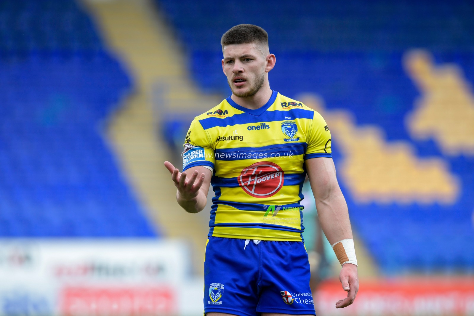 Danny Walker (16) of Warrington Wolves in action during the game