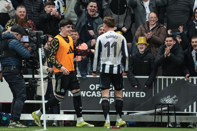 Harvey Barnes of Newcastle Untied celebrates his goal to make it 1-0 during the Emirates FA Cup 5th Round  match Newcastle Untied vs Manchester City at St. James's Park, Newcastle, United Kingdom on 07 March 2026

(Photo by Mark Cosgrove/News Images)