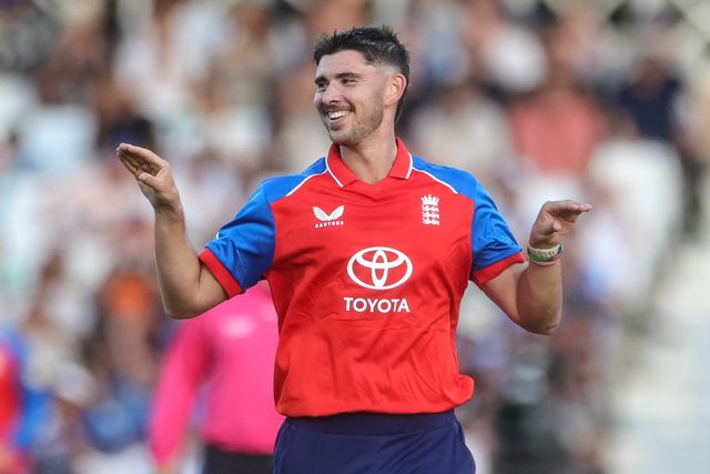 Josh Tongue of England celebrates the wicket of  Harshit Rana of India during the Third Vitality T20 International match England vs India at Trent Bridge, Nottingham, United Kingdom on 07 July 2026

(Photo by Mark Cosgrove/News Images)