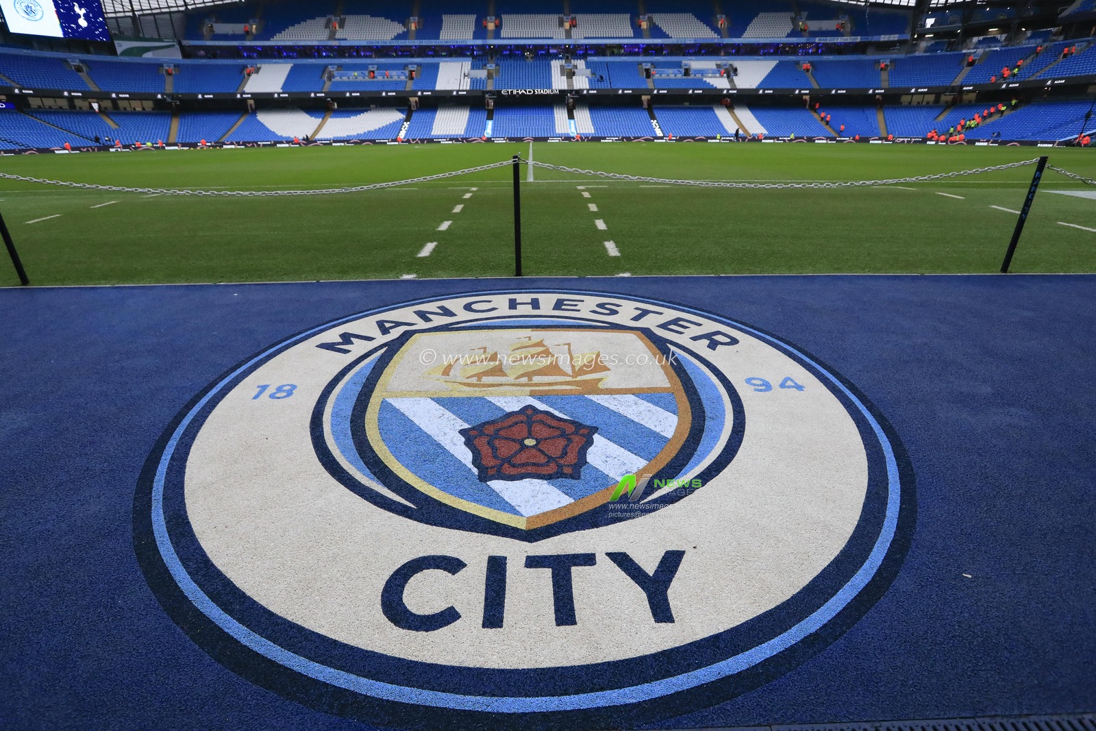 City badge inside the Etihad ahead of the Premier League match Manchester City vs Tottenham Hotspur at Etihad Stadium, Manchester, United Kingdom, 3rd December 2023

(Photo by Conor Molloy/News Images)