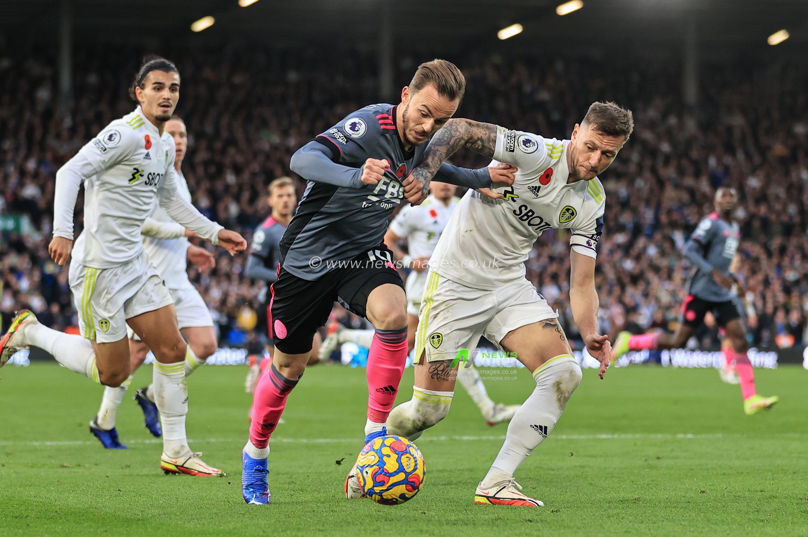 James Maddison #10 of Leicester City in action during the game