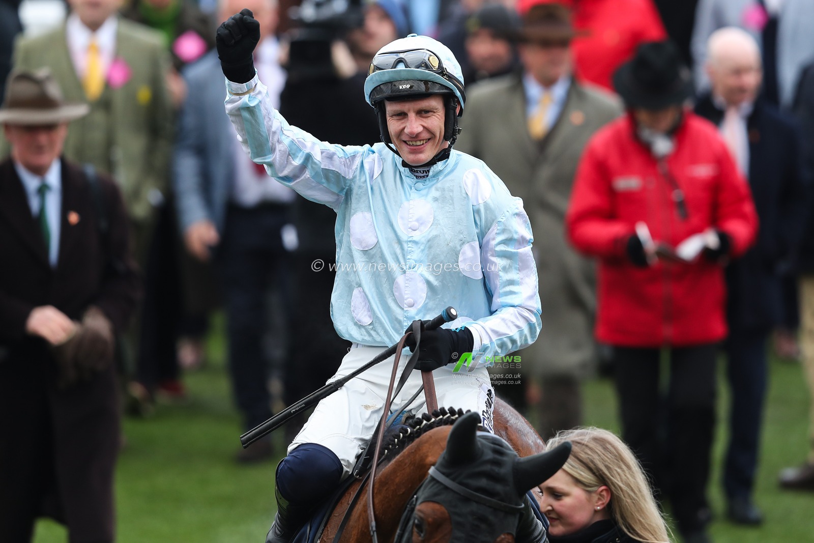 Paul Townend on Kargese celebrates winning the County Hurdle during Cheltenham Festival 2025 Gold Cup Day at Cheltenham Racecourse, Cheltenham, United Kingdom, 14th March 2025

(Photo by Gareth Evans/News Images)