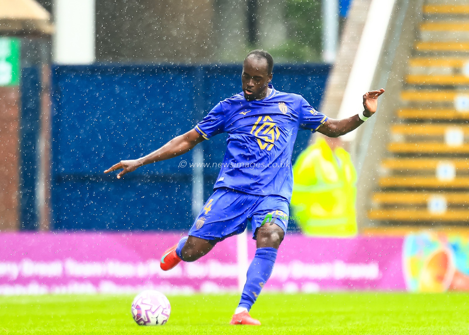 Jordan Teze of Monaco passes the ball during the Pre-season friendly match Nottingham Forest vs Monaco at SMH Group Stadiumact Stadium, Chesterfield, United Kingdom, 19th July 2025

(Photo by Richard Bierton/News Images)
