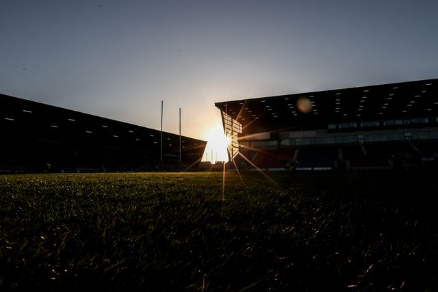 A general view of Salford Community Stadium during the Betfred Super League match Salford Red Devils vs Leeds Rhinos at Salford Community Stadium, Eccles, United Kingdom, 10th April 2025

(Photo by Alfie Cosgrove/News Images)