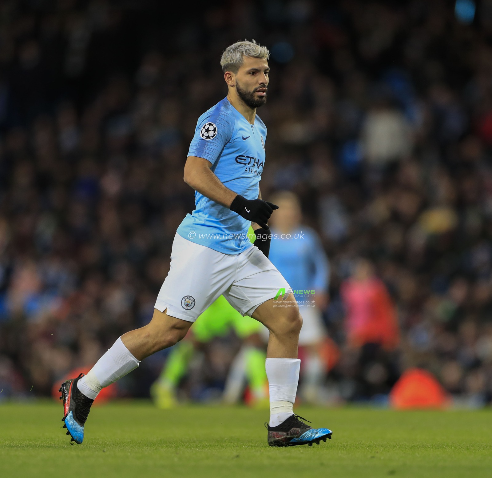 12th March 2019 , Etihad Stadium, Manchester, England; UEFA Champions League, Round of 16, Manchester City v Schalke ; Sergio Aguero (10) of Manchester City 

Credit: Conor Molloy/News Images