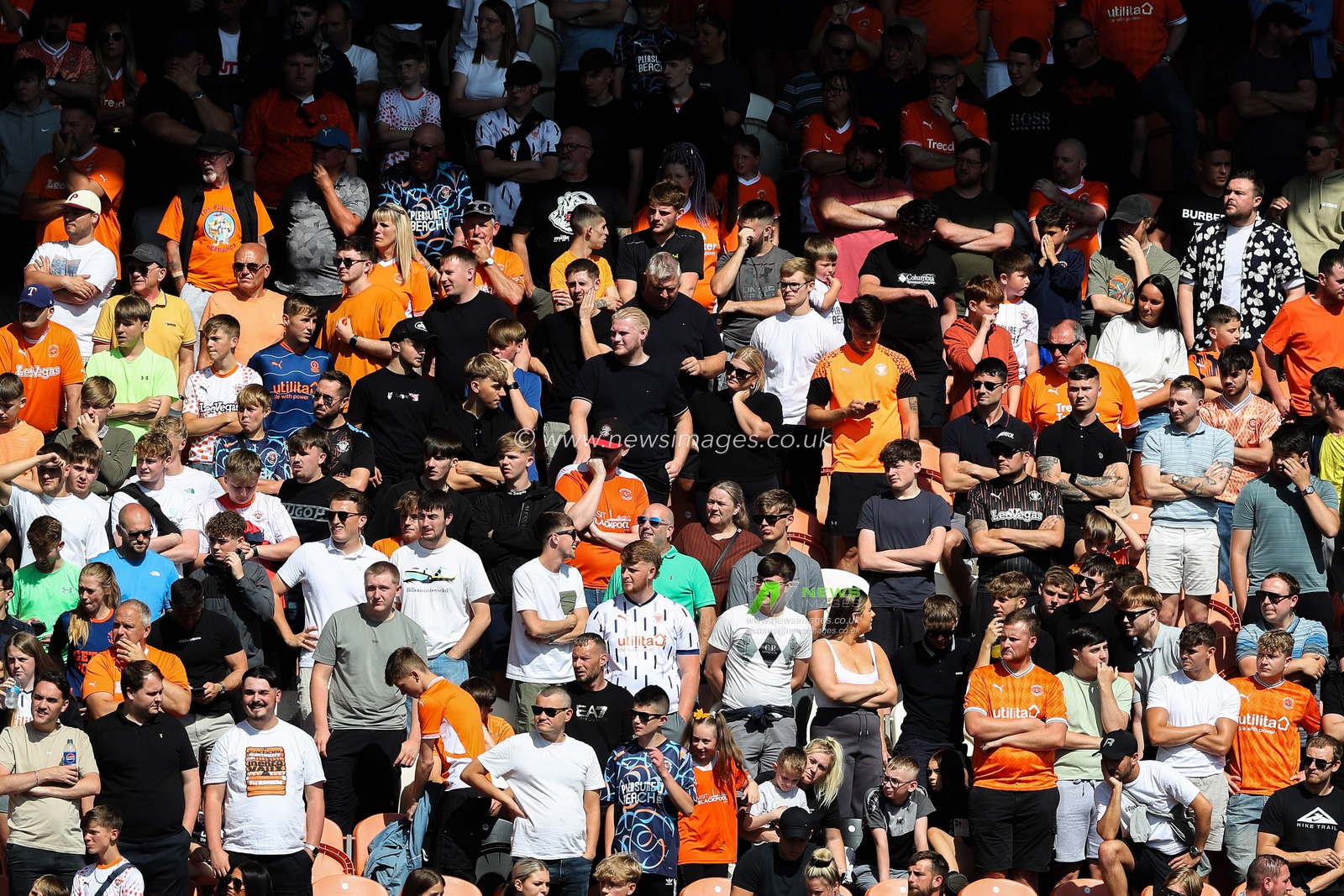 Blackpool fans during the Sky Bet League 1 match Blackpool vs Wycombe Wanderers at Bloomfield Road, Blackpool, United Kingdom, 31st August 2024

(Photo by Gareth Evans/News Images)