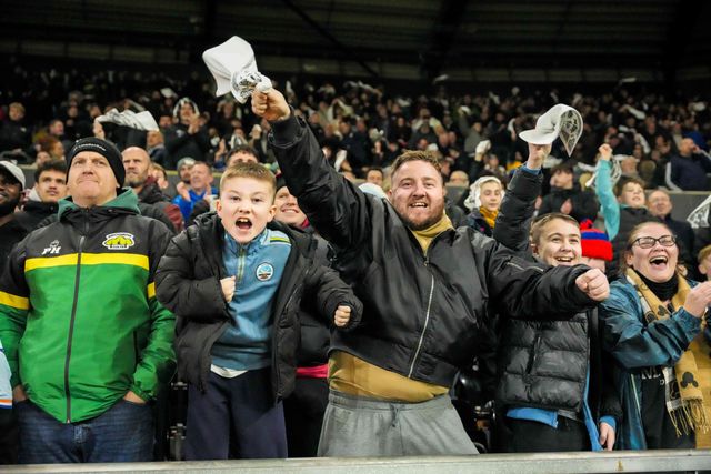 Swansea City fans celebrate during the Sky Bet Championship match Swansea City vs Preston North End at Swansea.com Stadium, Swansea, United Kingdom on 24 February 2026

(Photo by Andrew Lewis/News Images)